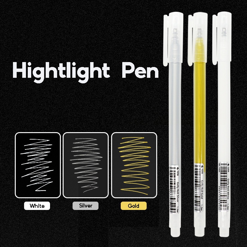 Highlight Marker Pen 3 Pcs/set Creative White Ink Gel Pen Fine Tip Hand ...