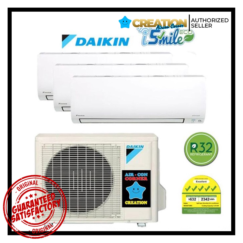 DAIKIN Eco Sys 3 (50/9x3) R32-5ticks Inverter wall mounted Air Con unit ...