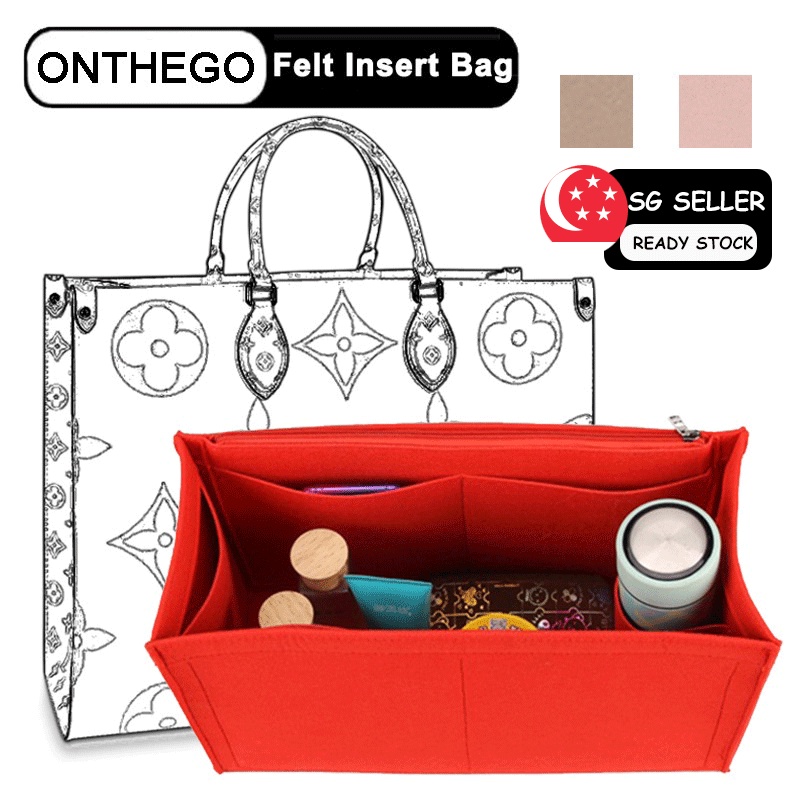 [SG] Ready Stock Felt Insert Bag Organiser Fits for LV ONTHEGO Tote Bag ...