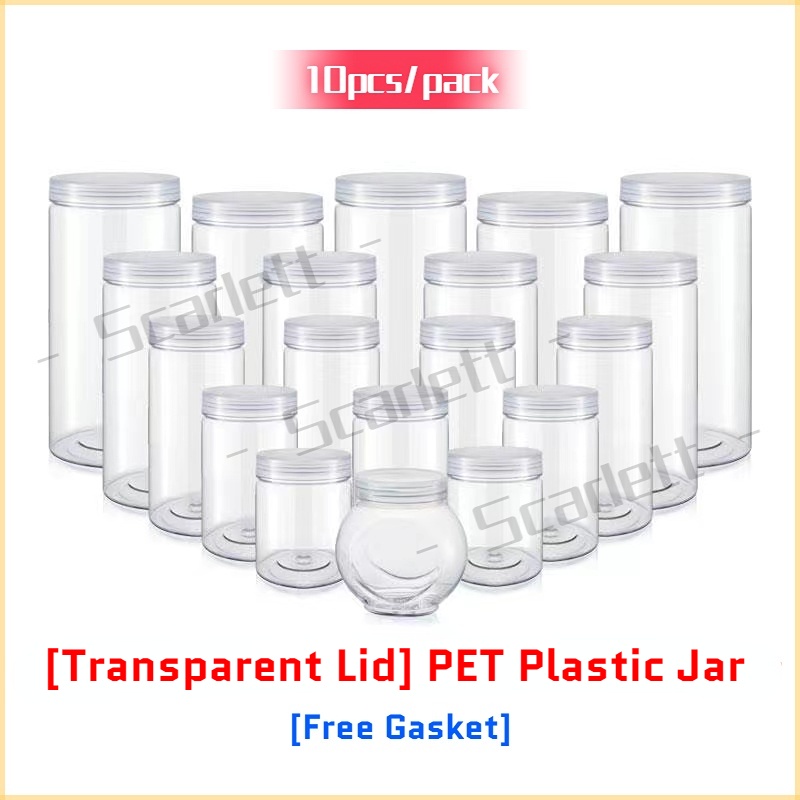 [10pcs/pack] PET Plastic Jar With Lid / Food Storage Plastic Container