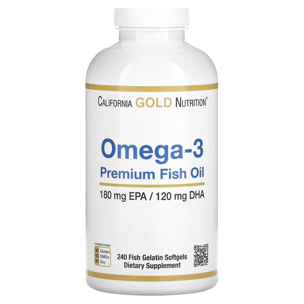 California Gold Nutrition Omega3 Premium Fish Oil, 240 Fish Gelatin