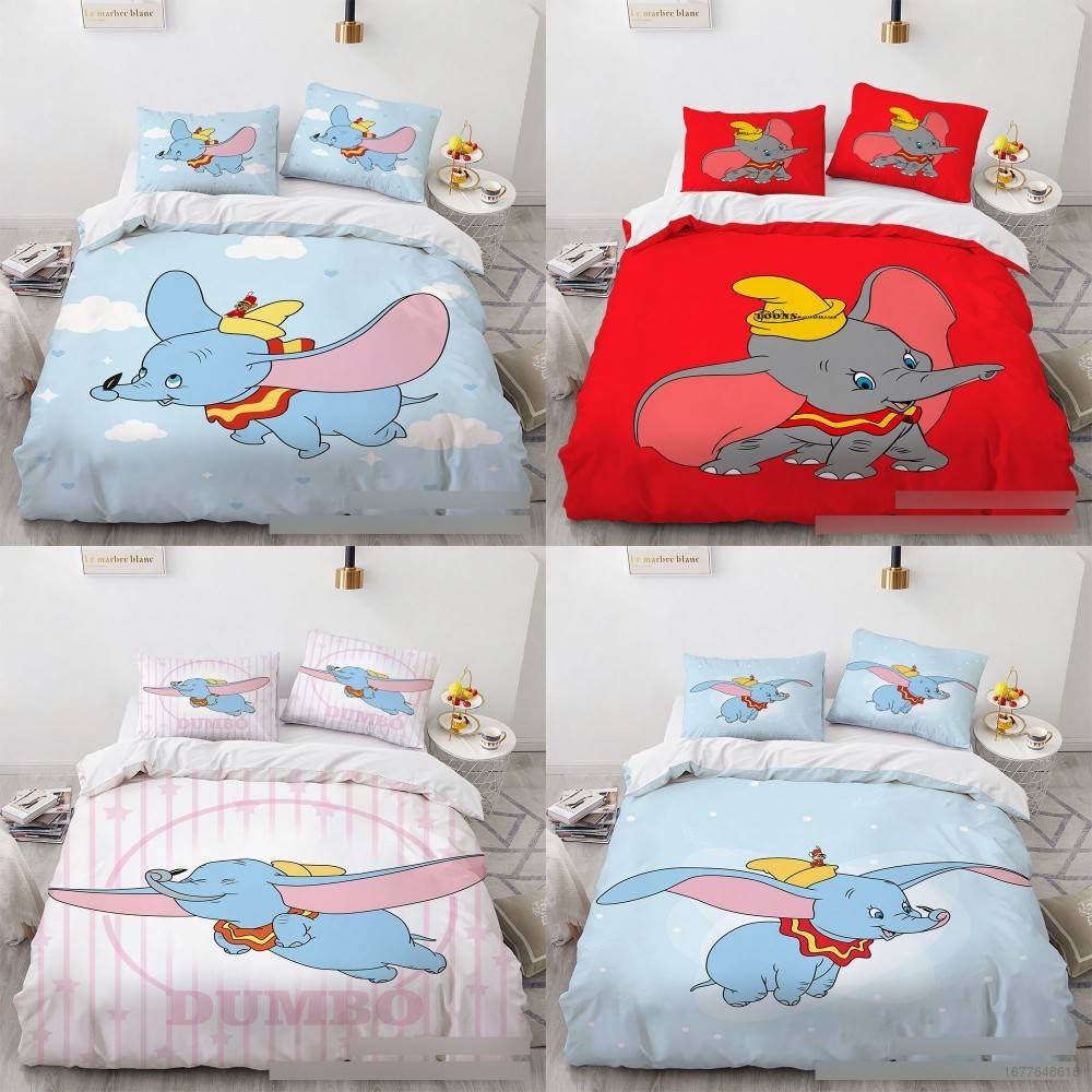 Ellen Dumbo 3in1 Bedding Set Bed Sheet Quilt Cover Bedroom Washable