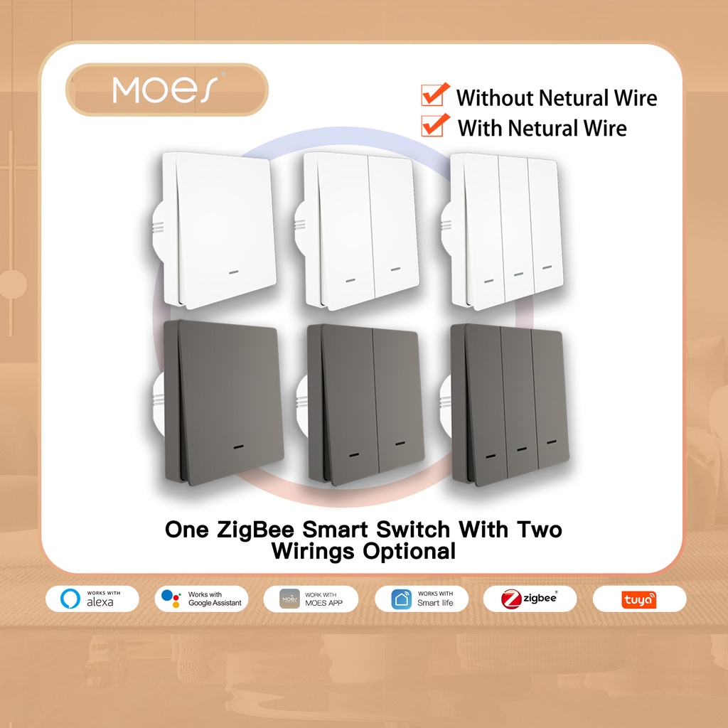 （Arrive in 3 days）MOES Smart Switch Tuya ZigBee Switch No Neutral Wire ...