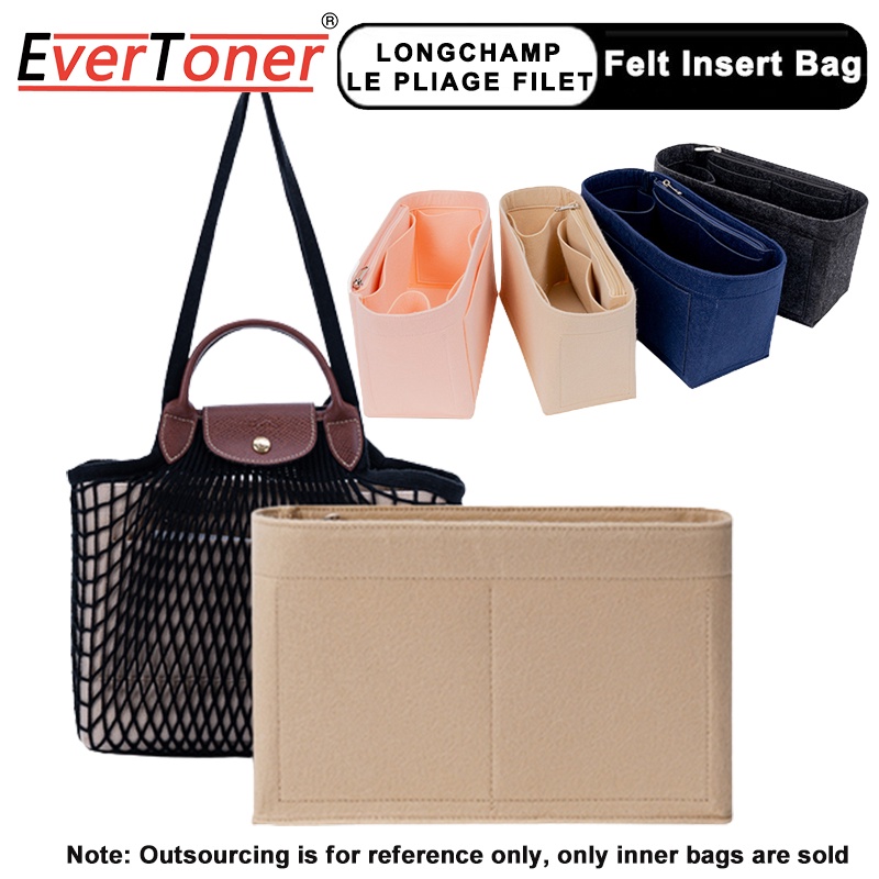 Evertoner For Le Pliage Filet Top Handle Bag Felt Insert Bag Makeup Cosmetic Bags Travel Inner 4476