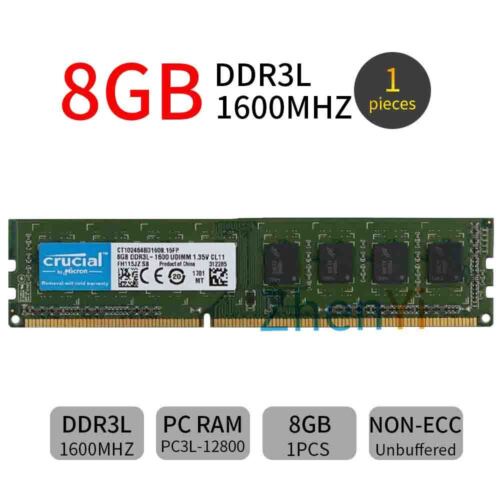 New For Crucial 8GB DDR3L 1600MHz PC3L-12800U 2Rx8 240Pin