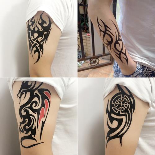 Totems Tattoo Decals Arm Half Lines Men And Women Waterproof Realistic
