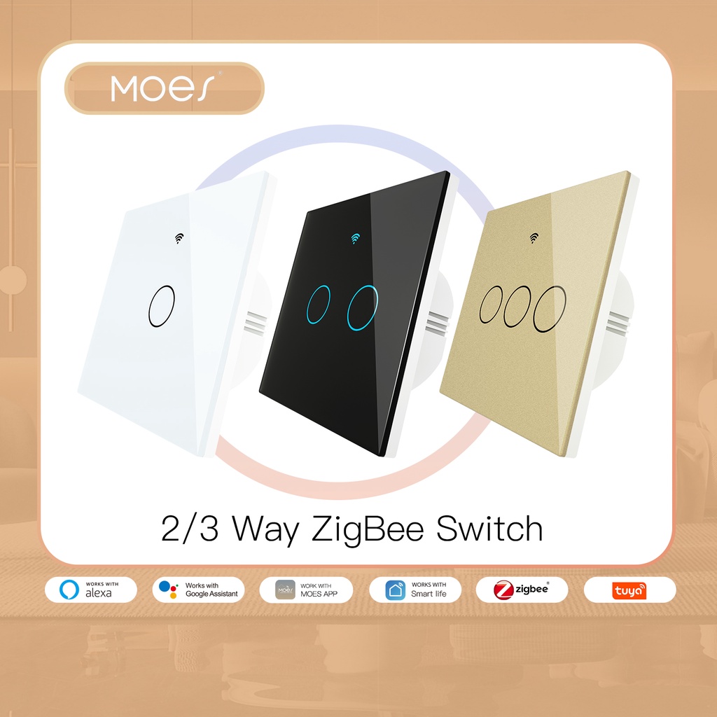 MOES ZigBee Wall Touch Smart Light Switch No Neutral No Capacitor Smart