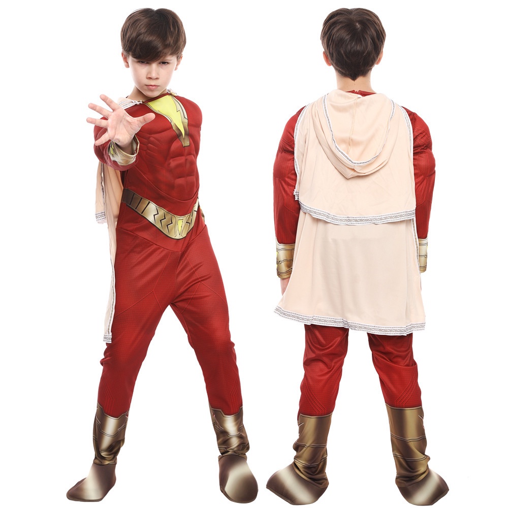 Movie Shazam Costume kids Children Halloween Costume Zentai Billy ...