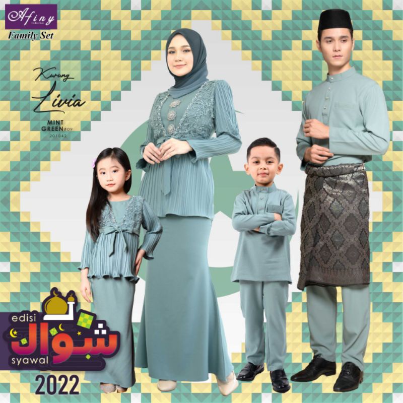 BAJU KURUNG MODEN MINT GREEN BAJU MELAYU SLIM FIT SET FAMILY SEDONDON ...