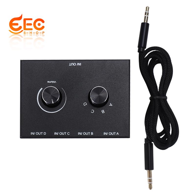 4 Port Audio Switch, 3.5mm Audio Switcher, Stereo AUX Audio Selector, 4 Input 1Output/1Input 4