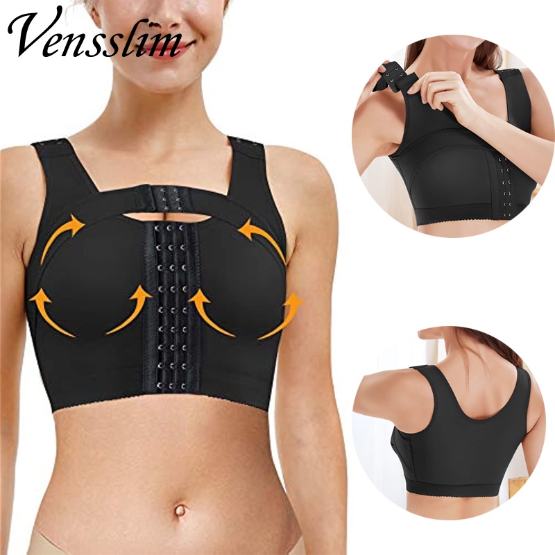 Vensslim Women Post Surgery Bra Front Closure Compression Body Shaper Push Up Corset Posture