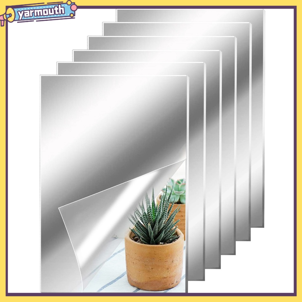 [Yar] Mirror Decal Self Adhesive Flexible Waterproof Reflect Clear Home