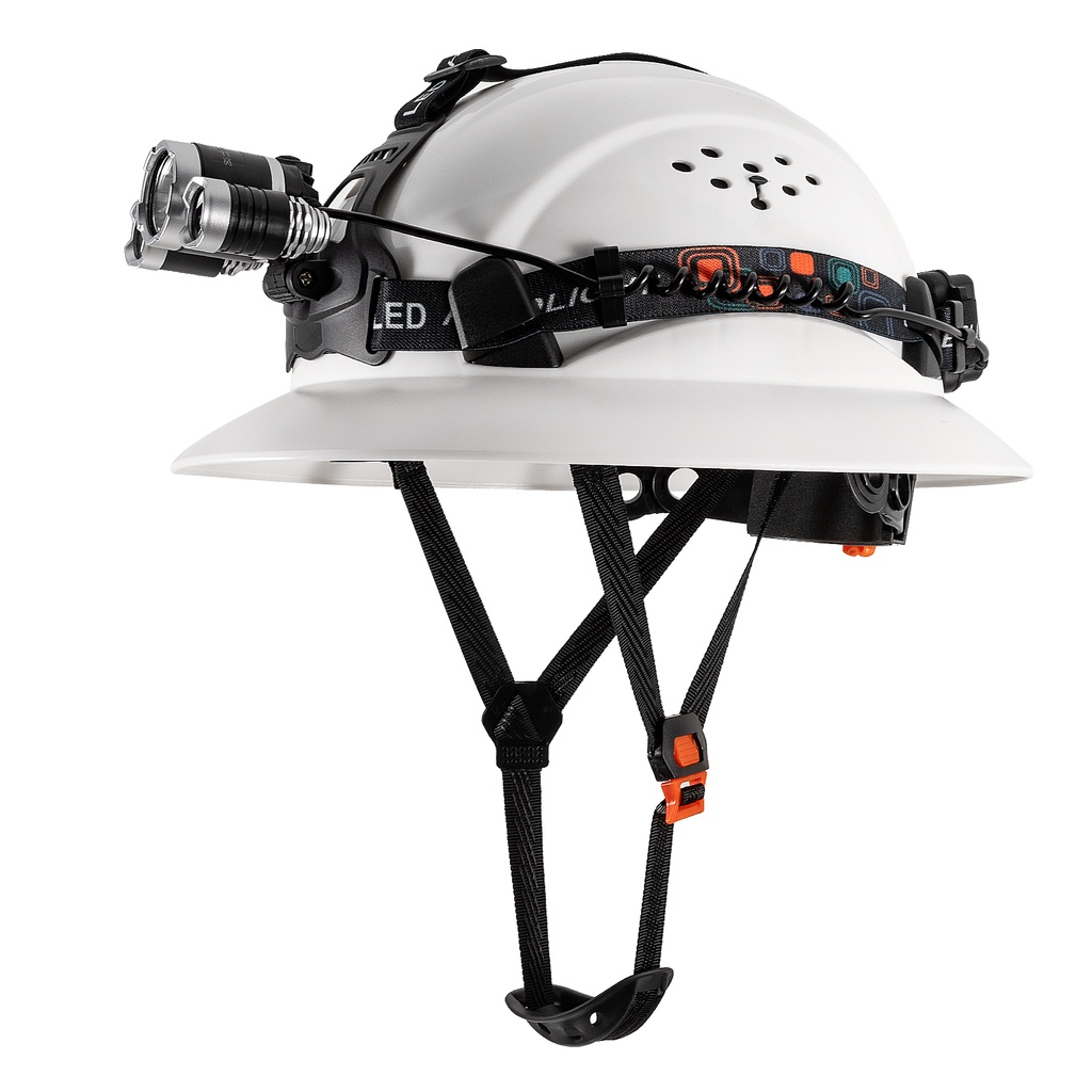 LOEBUCK Protective Building Full brim Helmet with LED Headlight ...