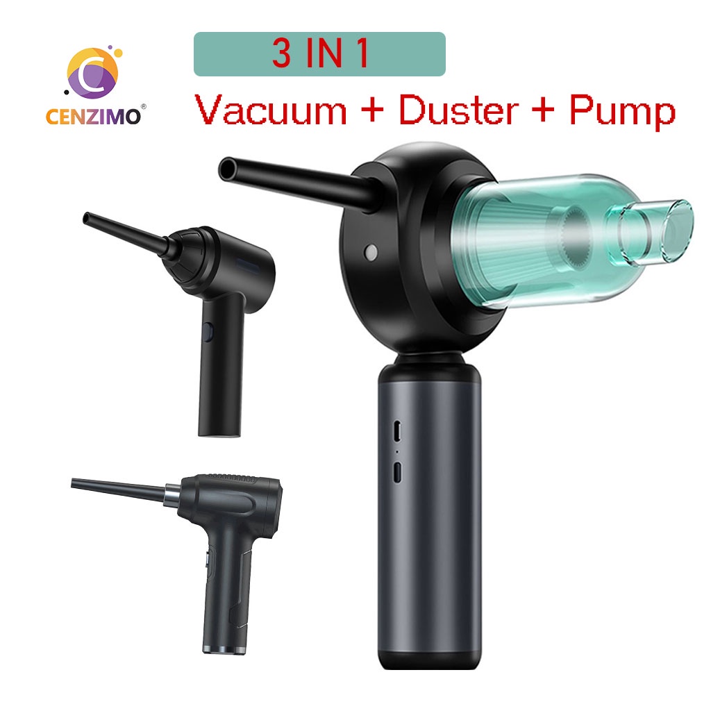 CENZIMO New 11000rpm 3 In 1 Cordless Electric Vacuum Cleaner and Duster Blower and Air Pump Replaces Canned Air Cleaner for Computer Keyboard Sofa Car