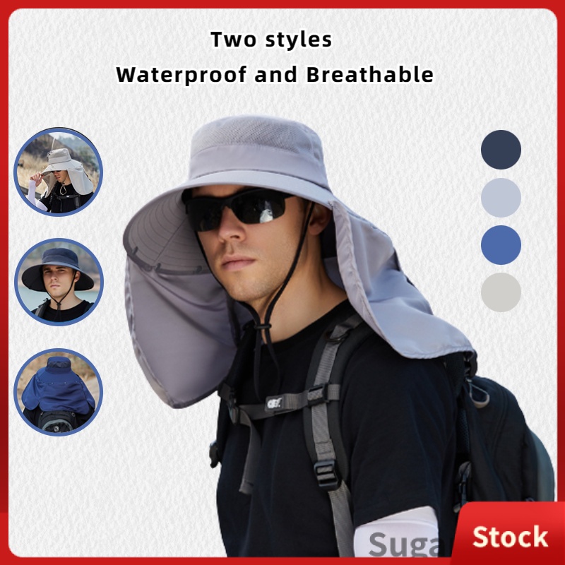 [Sugar] Men's Neck Protection Sun Hat Outdoor Face-Covering Fishing ...