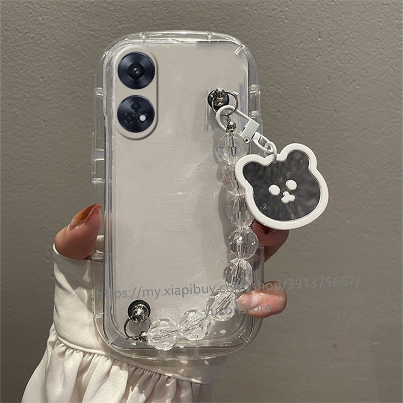 2023 New Cartoon Bear Bracelet Soft Casing for OPPO Reno8 T Reno8 Z Pro A78 A17 A17k 4G 5G Transparent Phone Case Shockproof Protection Phone Back Cover
