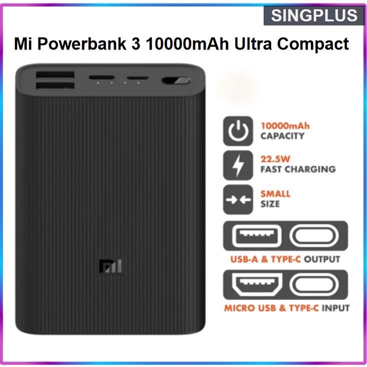 Xiaomi Mi Power Bank 3 Ultra Compact 10,000mAh (Fast Charge 22.5W, 3 ...