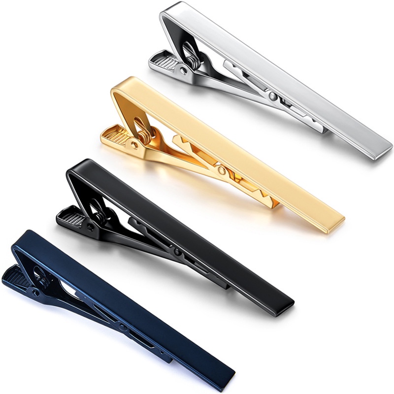 Men Simple Tie Clip Silver Golden Black Dark Blue Neckties Pin Jewelry