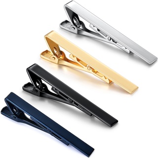 Silver Metal Tie Clip Holder Clasp Mens Bar Pin Plain New Classic Gold Black