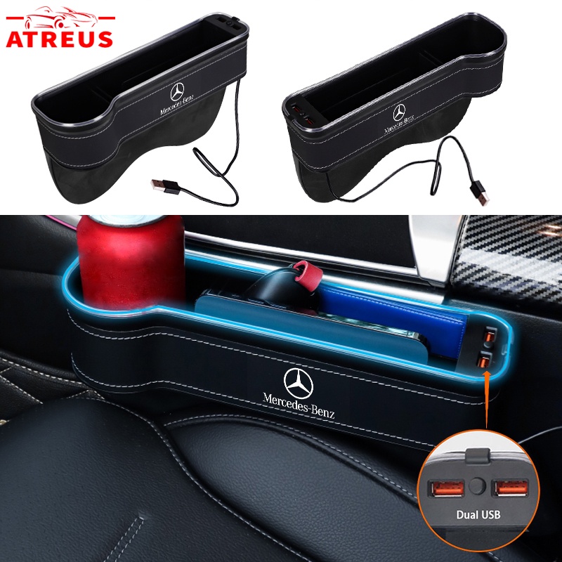 Mercedes Benz LED Car Seat Slit Storage Box With charging port Seat ...