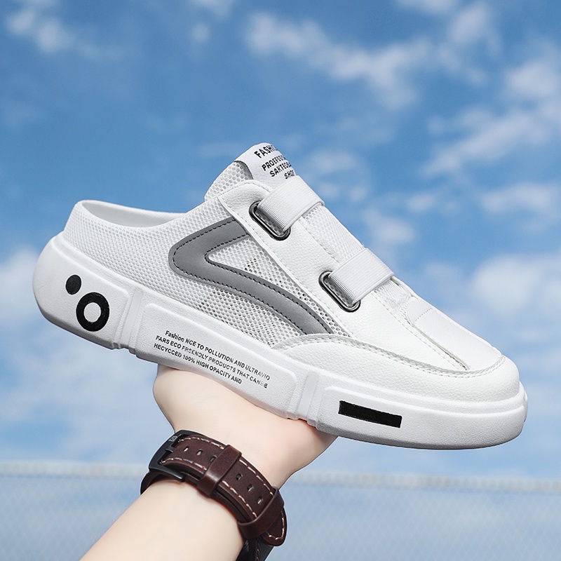 Mule Sneakers Men's Backless Sneakers, Closed Toe Half Drag