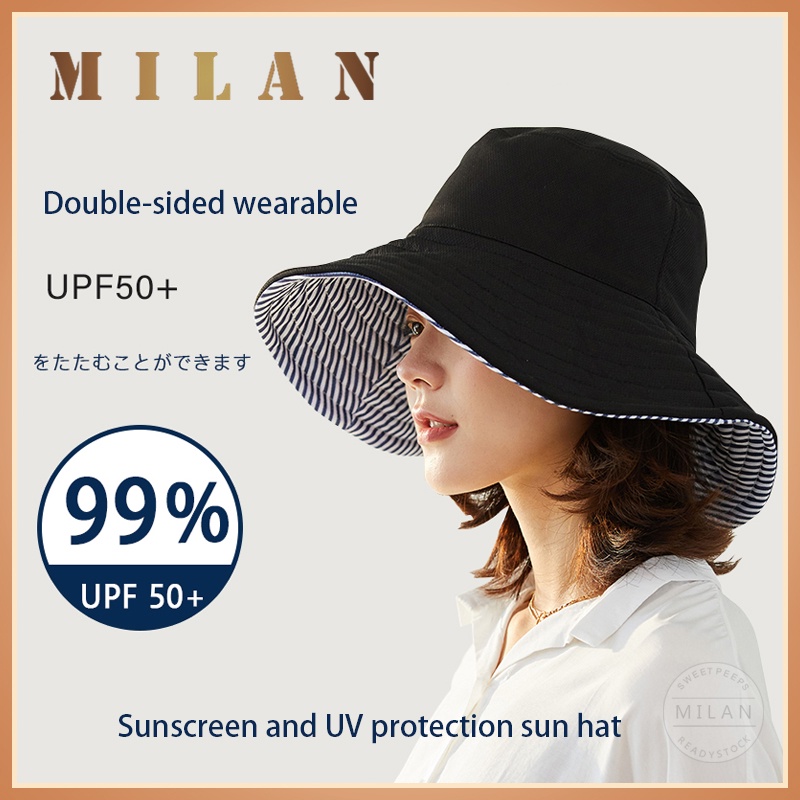 Get NEEDS UVCUT double-sided folding sun protection bucket hat