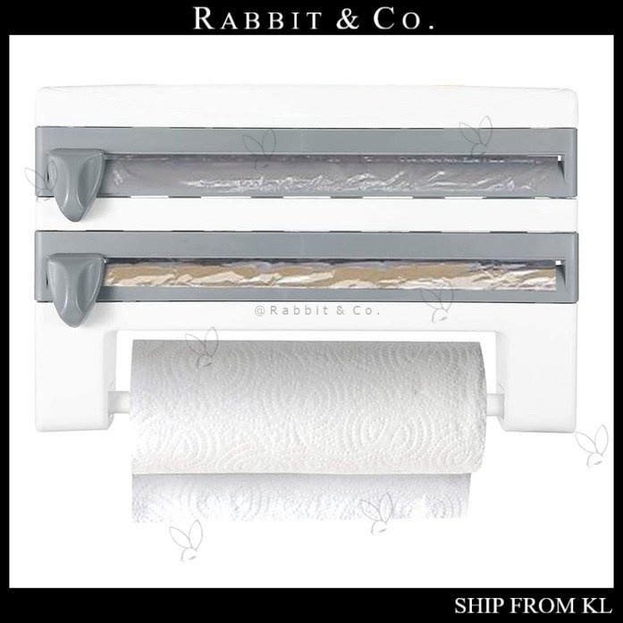 R&C Wall Mounted 4 in 1 Paper Towel Kitchen Foil Wrap Dispenser Cling