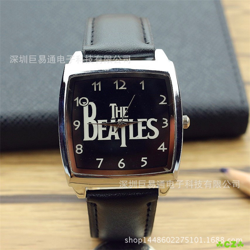 Europe America the beatles Band Square Quartz Watch Belt Shopee Singapore