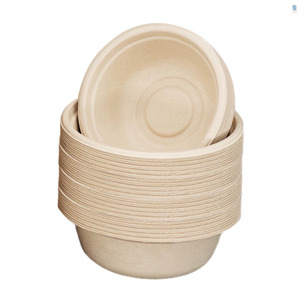 ZOS 50PCS Disposable 350mL Bowls Disposable Compostable Paper Tableware ...