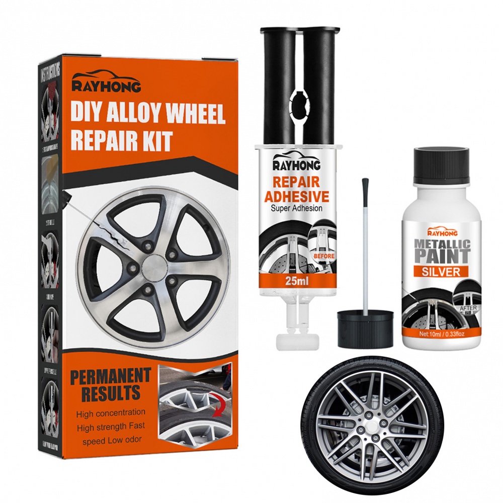 Alloy Wheel Scratch Repair Kit Car Rim Repair Kit Gloss Silver Rim
