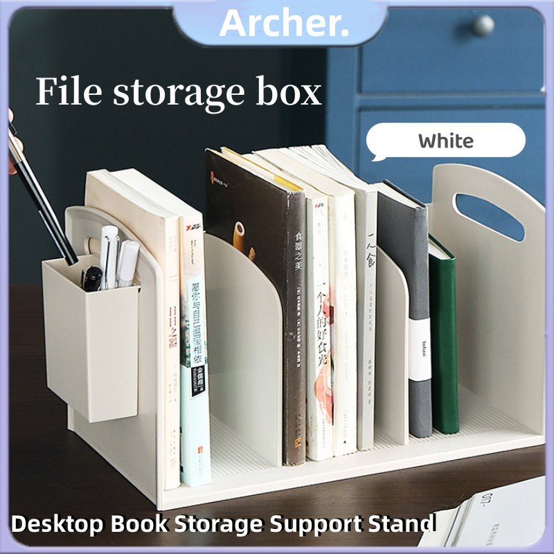 [Archer.]White Desktop Book Storage Support Stand Multifunction Book
