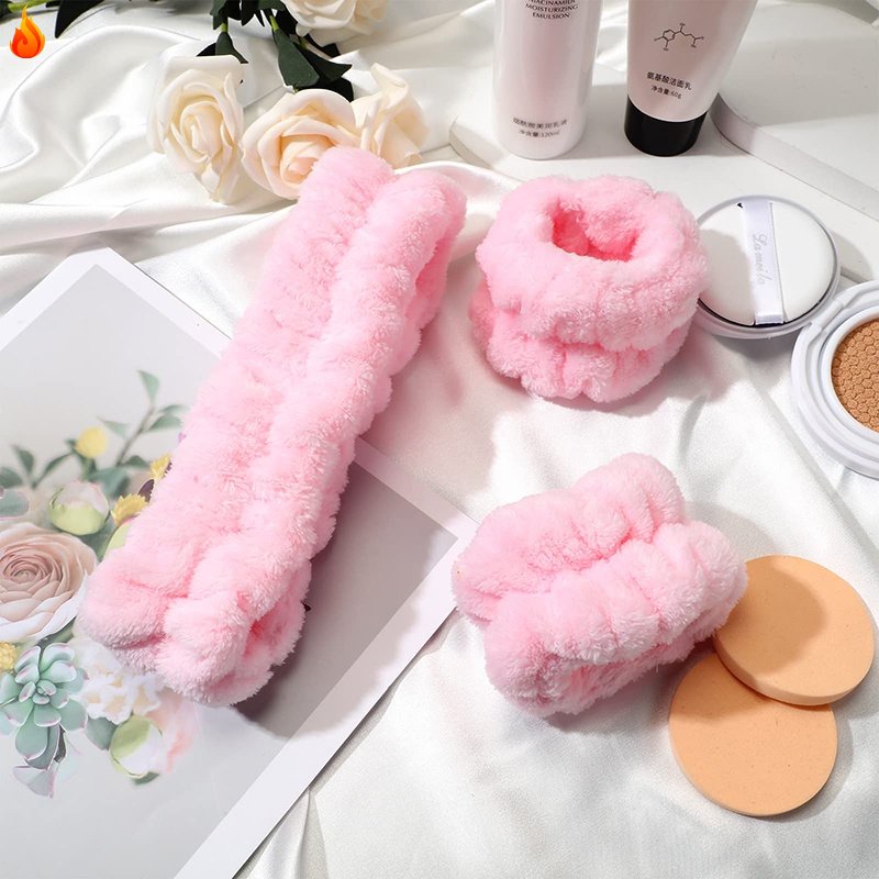 3 Piece Spa Face Headband Wrist Spa Wash Band Set Soft Skin Care Headband Elastic Wrist Sweat