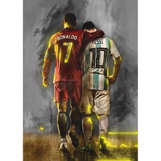 Lionel Messi & Cristiano Ronaldo Chess Canvas Wall Art Messi 