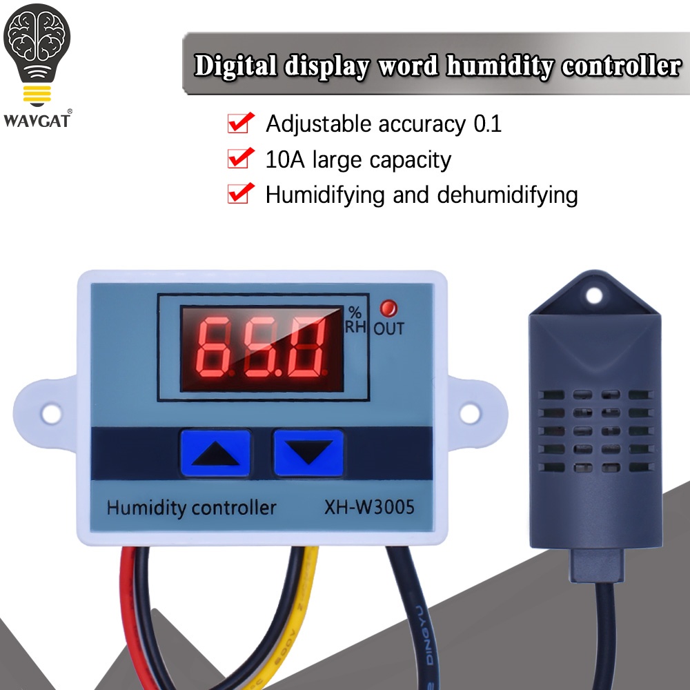 Digital Humidity Controller XH-W3005 12V 24V 220V Humidistat Hygrometer  Humidity Control Switch Regulator + Humidity Sensor