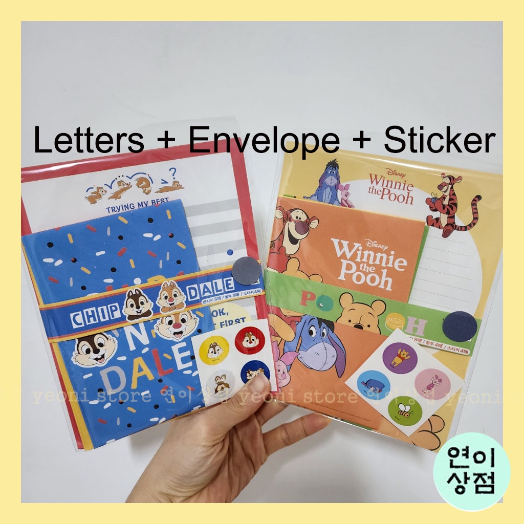 disney stationery letters envelope sticker set chip and dale pooh toy ...