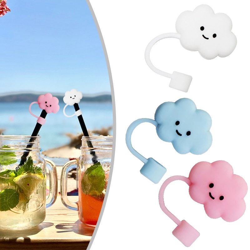 Creative Silicone Cloud Straw Cover No Peculiar Smell Durable Straw Plug for Cup Straw Accessories Pink Cloud, Size: 8