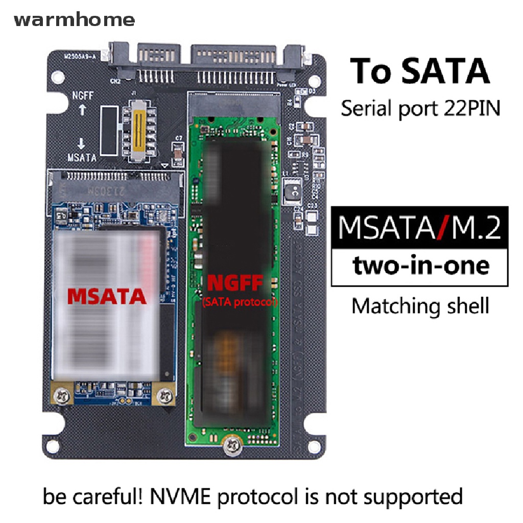 warmhome NGFF To SATA 3 HDD Enclosure MSATA SSD Adapter M.2 SATA ...