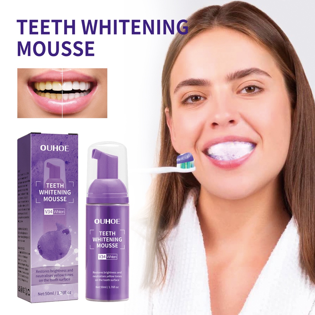 OUHOE teeth whitening mousse toothpaste oral cleaning care to remove ...