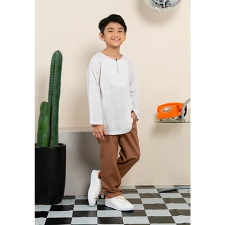 Lubna Kids - Cotton Textured Baju Melayu Set