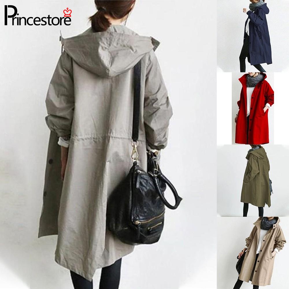 Jacket Outdoor Plus Size Rain Spring Trench Hooded Hooded Trench Coat ...