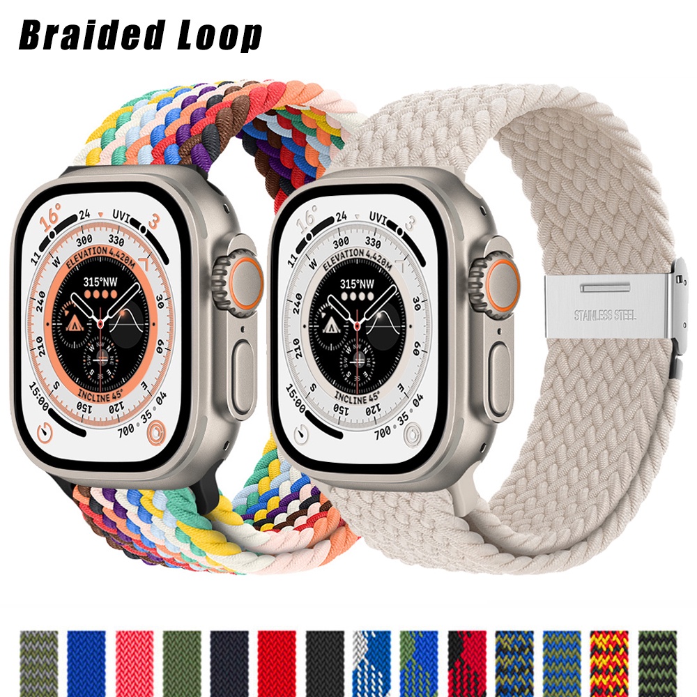 For Apple watch band 44mm 40mm 45mm 49mm 41mm 45 mm correa Braided Solo  Loop bracelet iWatch series 8 3 se 5 6 7 Ultra Strap
