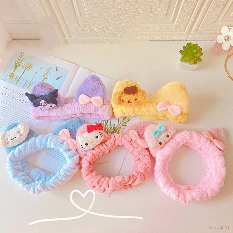 New Sanrio Kuromi Melody Face hair band plush elastic Cinnamoroll Hello ...