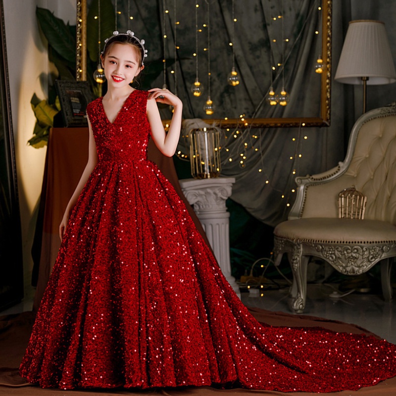 Red gown for flower on sale girl