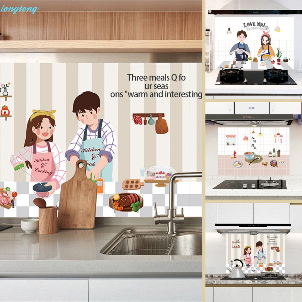 LongTong Kitchen Oilproof Wall Stickers Self Adhesive Cartoon High