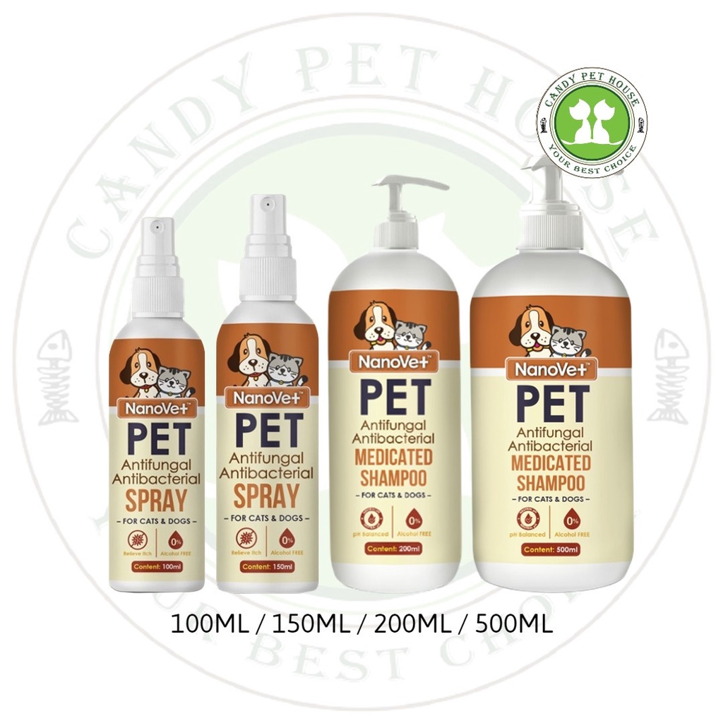 NanoVet Pet Antifungal Antibacterial Spray / Medicated Shampoo 100ML