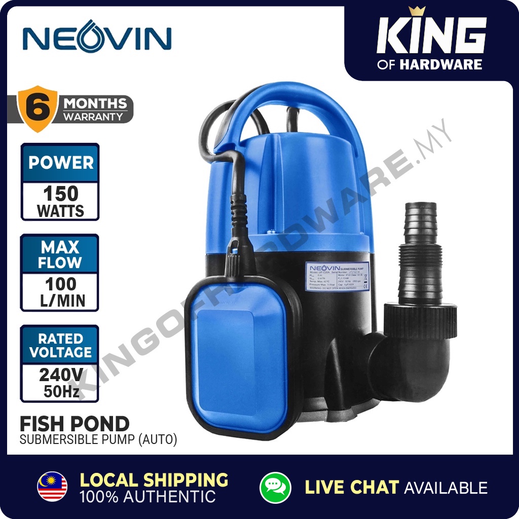 Neovin Fish Pond Submersible Pump 0.2HP Auto & Manual Pam Kolam Ikan Water  Booster Pump UP-C20A | Shopee Singapore