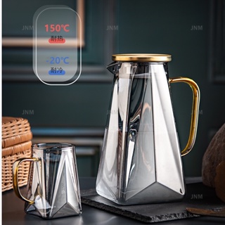 1pc High-capacity Heat-resistant Glass Water Pitcher For Cold/hot