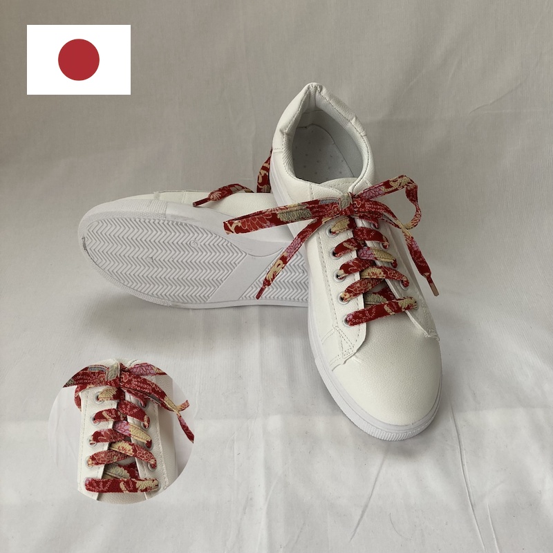 Japanese Traditional Shoelace Made of Chirimen Strings (Red x
