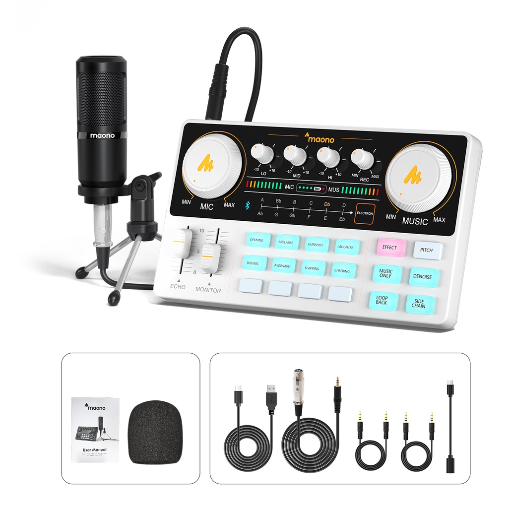 【美品】　maonoCASTER S1 スターターバンドル AU-AM200 Maono AM200-S1 Sound Card Condenser Microphone Set with Bluetooth