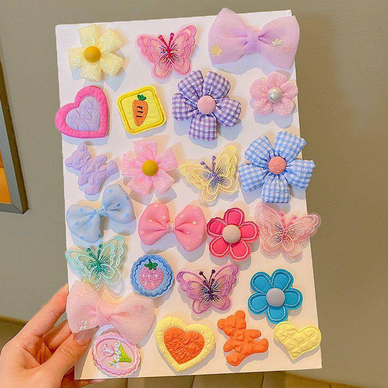 5pcs Children's Cute Velcro Hook Loop Fasteners Bang Sticker Baby Flower Heart Bear Hair
